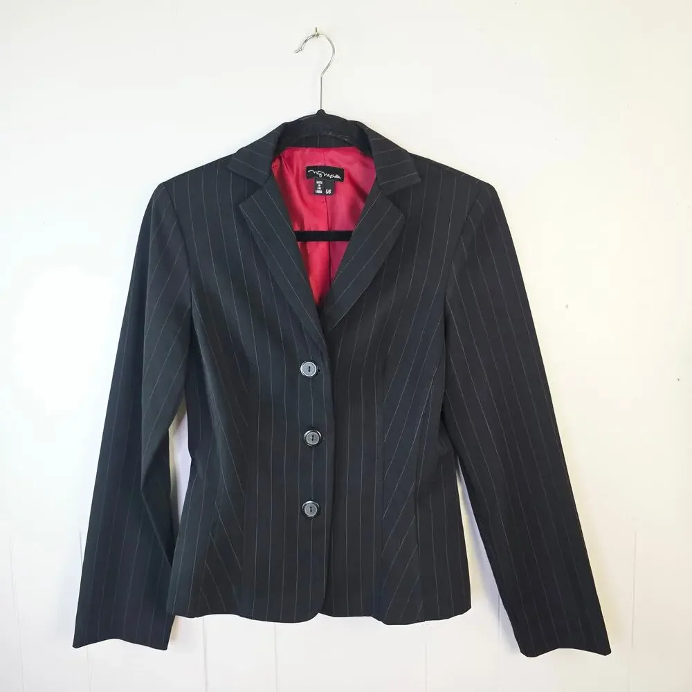 Vintage My Michelle Pant Suit Size 5/6 Black Red Pinstripe Y2K Office 2000s